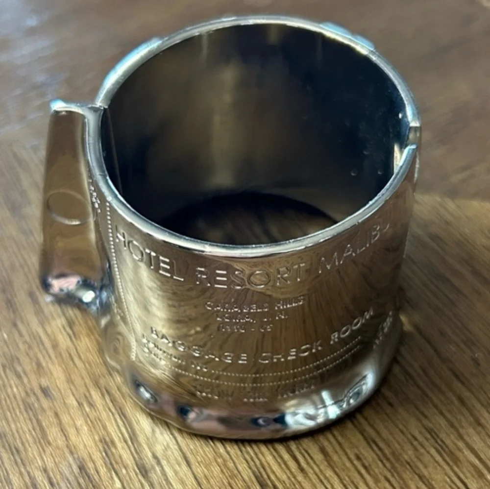 Zara silver tone plaque cuff bracelet with text